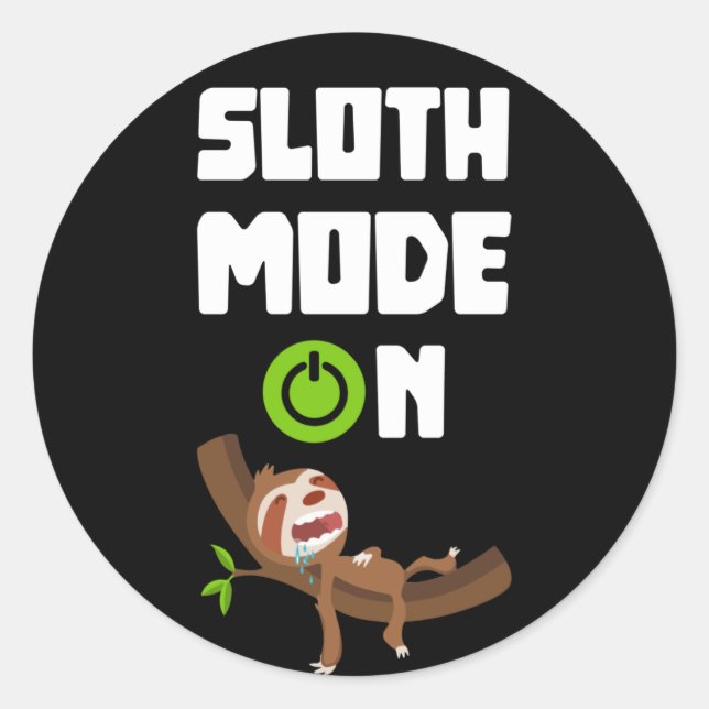 Sloth Mode on Sleeping Sloth Illustration Runder Aufkleber (Vorderseite)