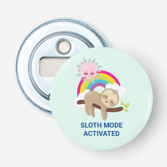 Sloth-Modus aktiviert lustige Illustration Flaschenöffner (Vorderseite)