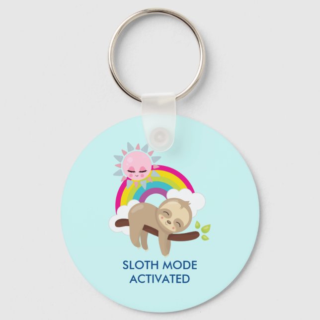 Sloth-Modus aktiviert lustige Illustration Schlüsselanhänger (Vorderseite)