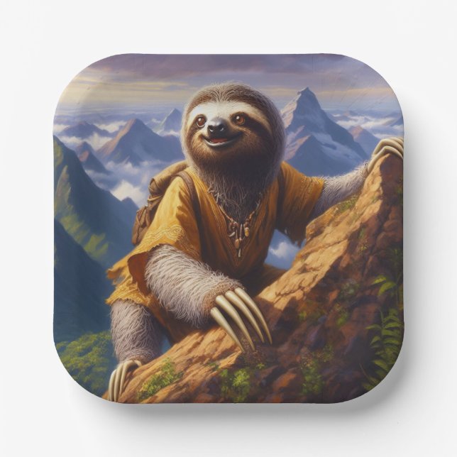 Sloth Mountain Climbing Pappteller (Vorderseite)
