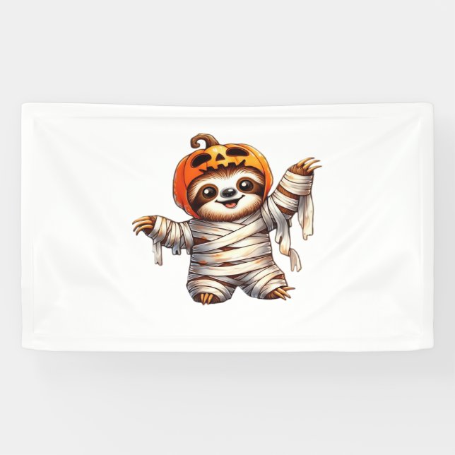 Sloth Mummy Halloween Classic T - Shirt Banner (Horizontal)