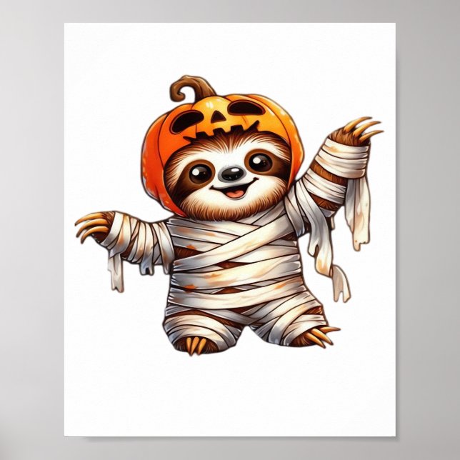 Sloth Mummy Halloween Classic T-Shirt Poster (Vorne)