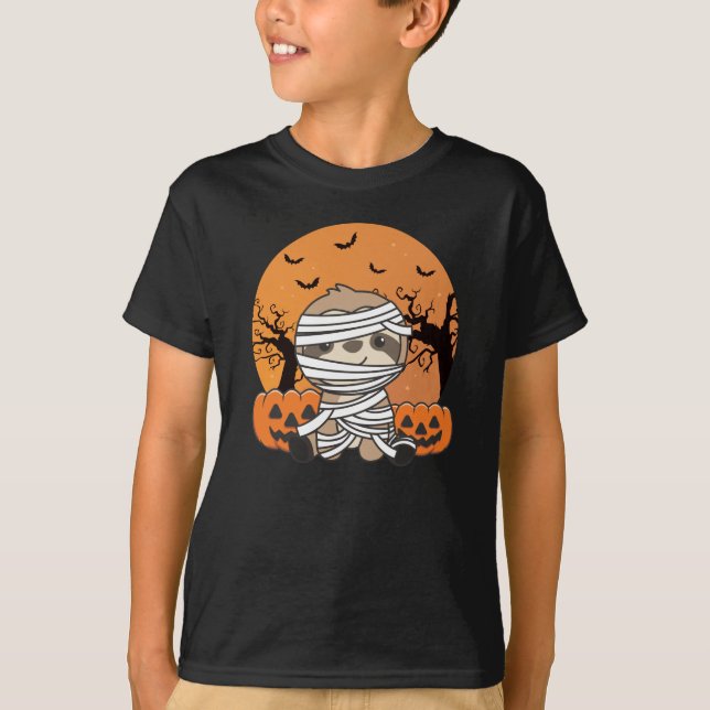 Sloth Mummy Pumpkin Sloths Happy Halloween T-Shirt (Vorderseite)
