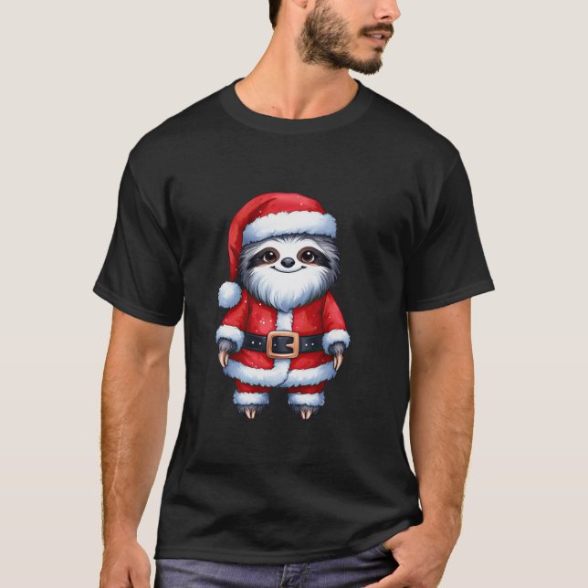 Sloth Niedlich Santa Funny Christmas Sloth T-Shirt (Vorderseite)