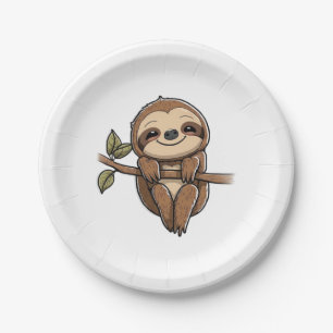 Sloth Niedlich Sloth Niedlicher Cartoon Pappteller