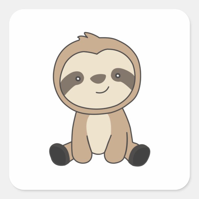 Sloth Niedlicher Tiere für Kinder an sonnigen Plät Quadratischer Aufkleber (Vorderseite)