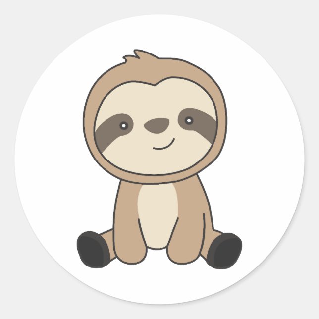 Sloth Niedlicher Tiere für Kinder an sonnigen Plät Runder Aufkleber (Vorderseite)