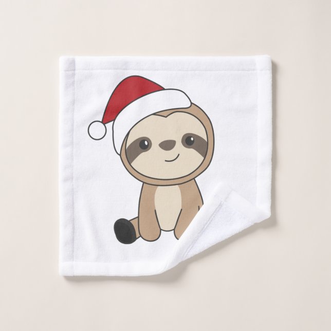 Sloth Noël Neige Hiver Animaux Sloths Laver Cl (Gant de toilette)