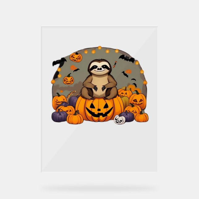 Sloth-o-ween Classic-T - Shirt Acrylschild (Vorderseite)
