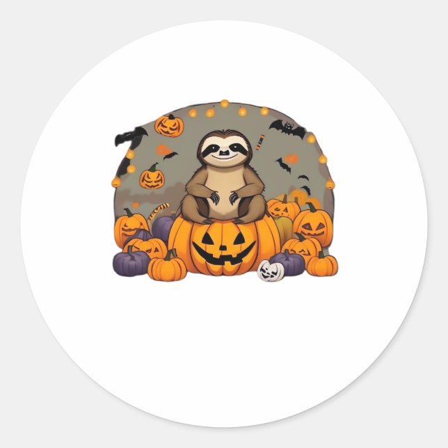 Sloth-o-ween Classic-T - Shirt Runder Aufkleber (Vorderseite)