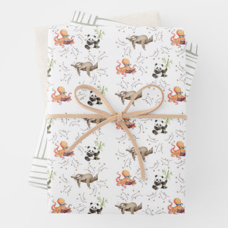 Sloth Octopus Panda Party Geschenkpapier Set