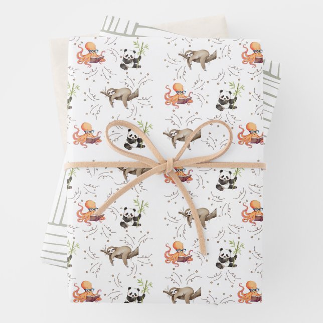 Sloth Octopus Panda Party Geschenkpapier Set (Beispiel)