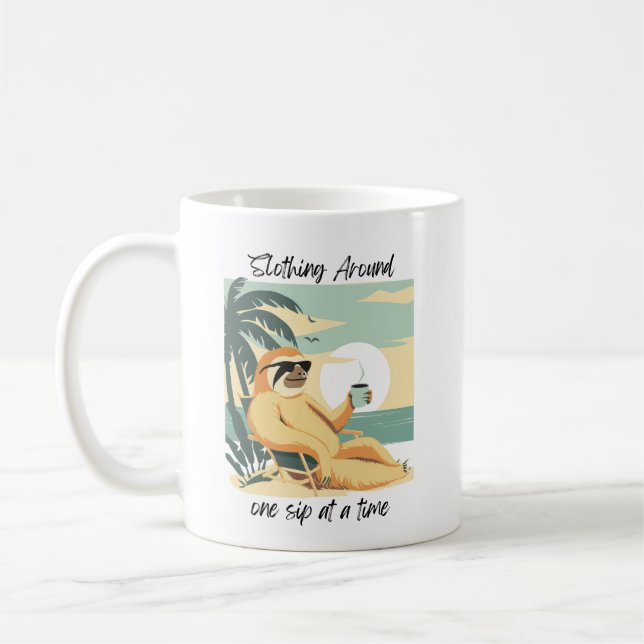 Sloth on the Beach Coffee Mug (Gauche)