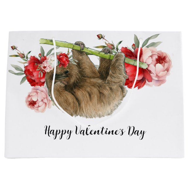Sloth on Valentine's Day  Große Geschenktüte (Vorderseite)