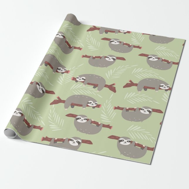Sloth Pattern Geschenkpapier (Ungerollt)