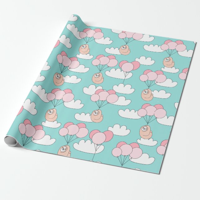 Sloth Pattern Wrapping Paper Geschenkpapier (Ungerollt)