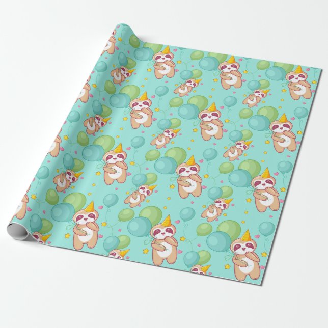 Sloth Pattern Wrapping Paper Geschenkpapier (Ungerollt)
