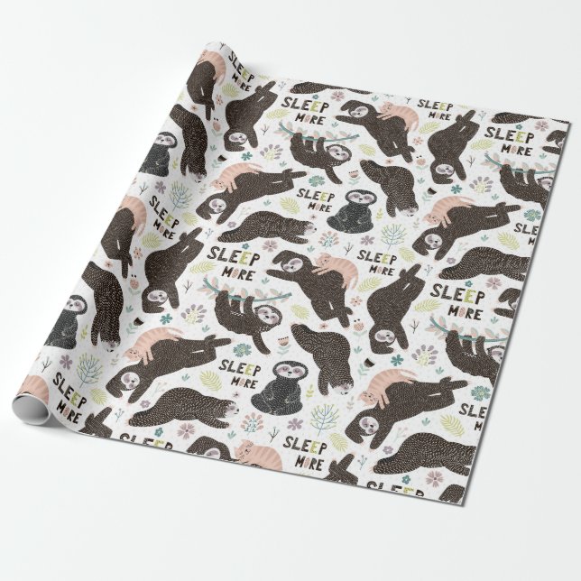 Sloth Pattern Wrapping Paper Geschenkpapier (Ungerollt)