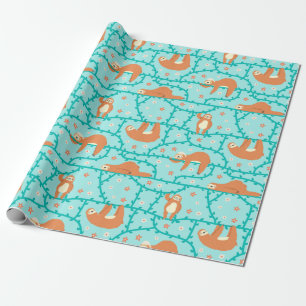 Sloth Pattern Wrapping Paper Geschenkpapier