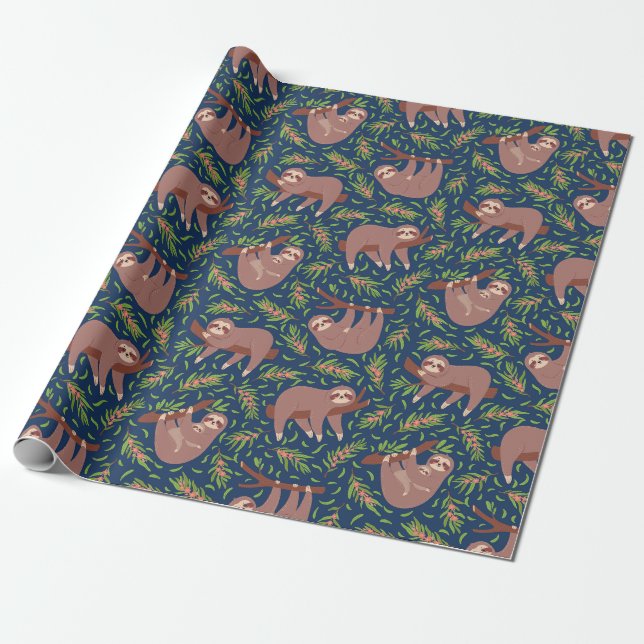 Sloth Pattern Wrapping Paper Geschenkpapier (Ungerollt)