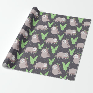 Sloth Pattern Wrapping Paper Geschenkpapier