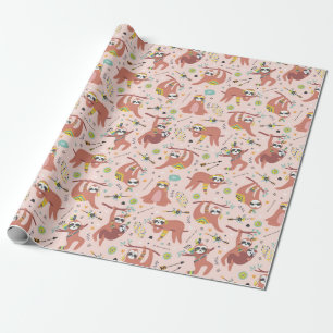 Sloth Pattern Wrapping Paper Geschenkpapier