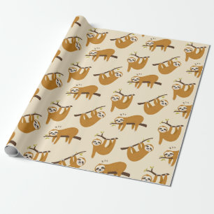 Sloth Pattern Wrapping Paper Geschenkpapier