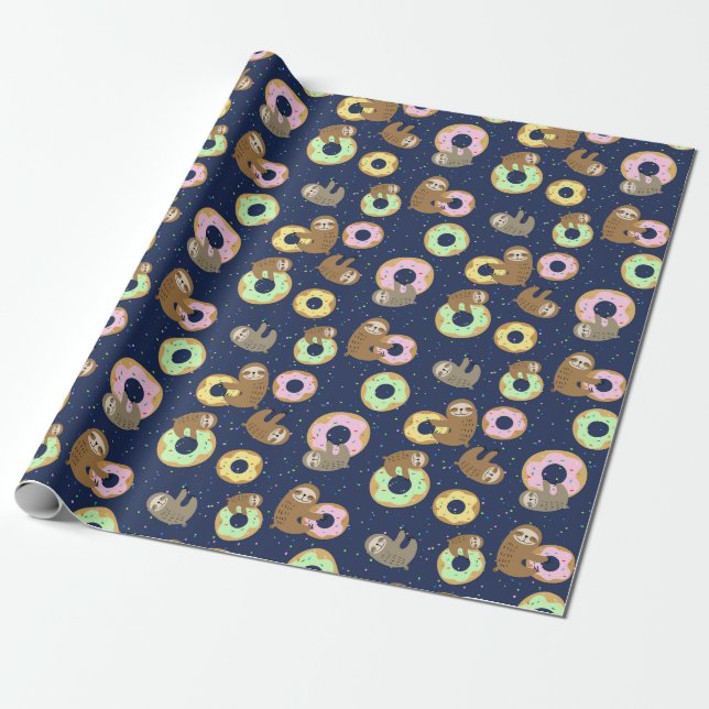 Sloth Pattern Wrapping Paper Geschenkpapier (Ungerollt)