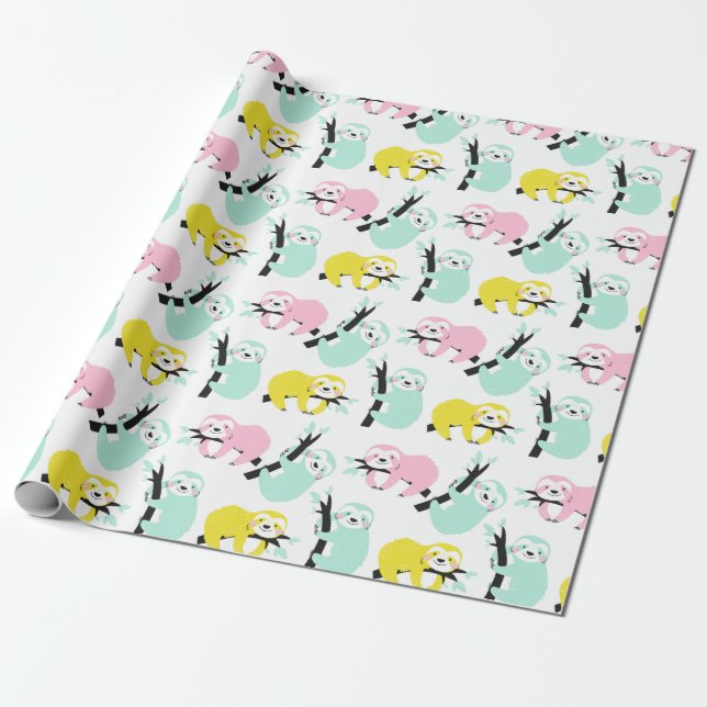 Sloth Pattern Wrapping Paper Geschenkpapier (Ungerollt)