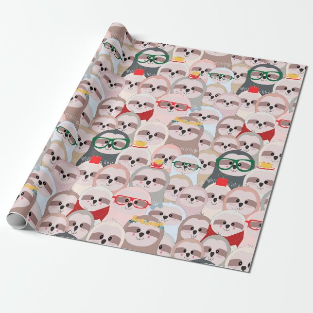 Sloth Pattern Wrapping Paper Geschenkpapier (Ungerollt)