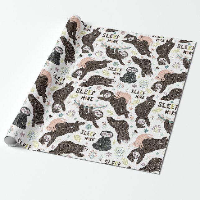 Sloth Pattern Wrapping Paper Geschenkpapier (Ungerollt)