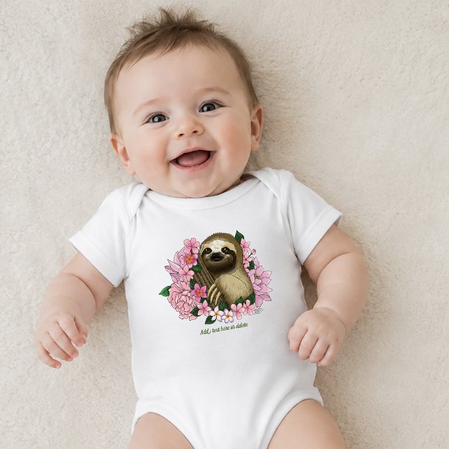 Sloth Pink-Blume Baby Strampler (Von Creator hochgeladen)
