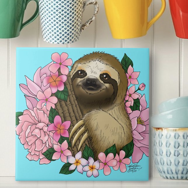Sloth Pink-Blume Fliese (Von Creator hochgeladen)