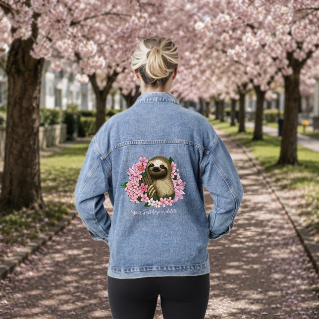 Sloth Pink-Blume Jeansjacke (Von Creator hochgeladen)