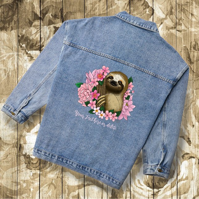 Sloth Pink-Blume Jeansjacke (Von Creator hochgeladen)
