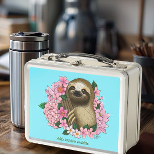 Sloth Pink-Blume Metall Brotdose
