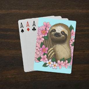Sloth Pink-Blume Spielkarten