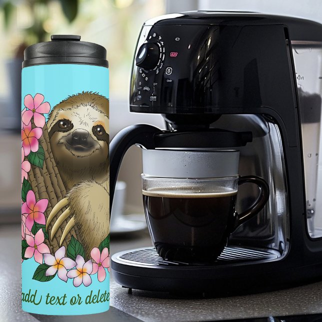Sloth Pink-Blume Thermosbecher (Von Creator hochgeladen)