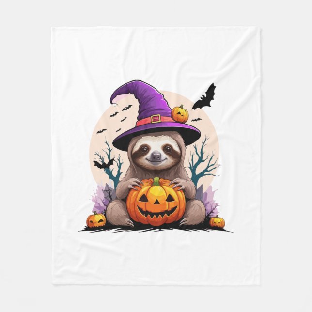 Sloth Pink Hat Halloween Fleecedecke (Vorderseite)
