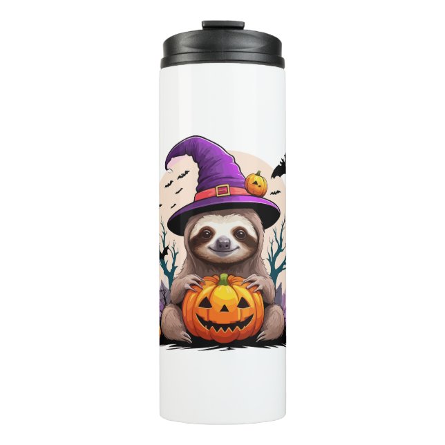 Sloth Pink Hat Halloween Thermosbecher (Vorderseite)