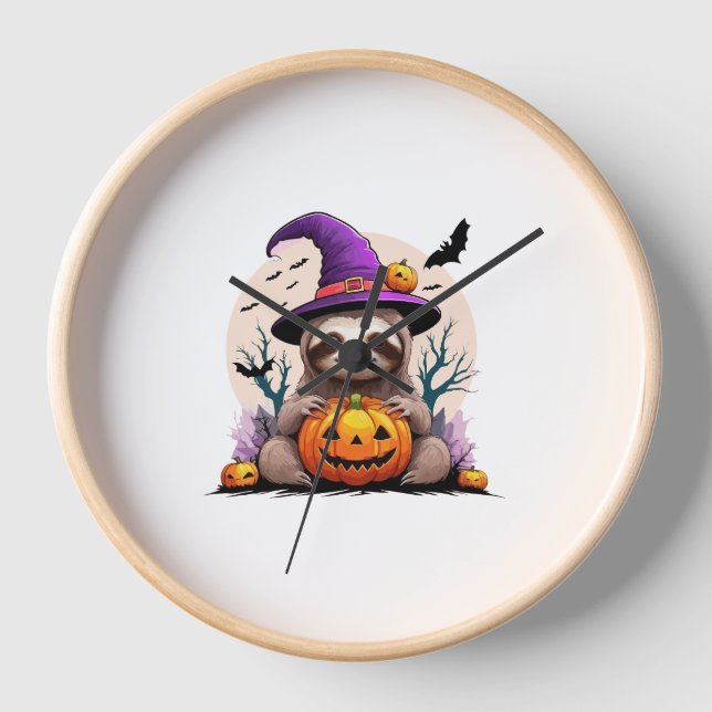 Sloth Pink Hat Halloween Uhr (Vorderseite)
