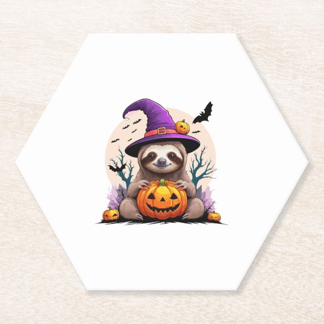 Sloth Pink Hat Halloween Untersetzer (Vorderseite)