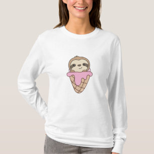 Sloth Pink Ice Creme Waffeln Niedliche Tiere für K T-Shirt