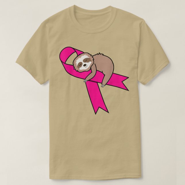 Sloth Pink Ribbon Warrior Niedlich Breast Cancer A T-Shirt (Design vorne)
