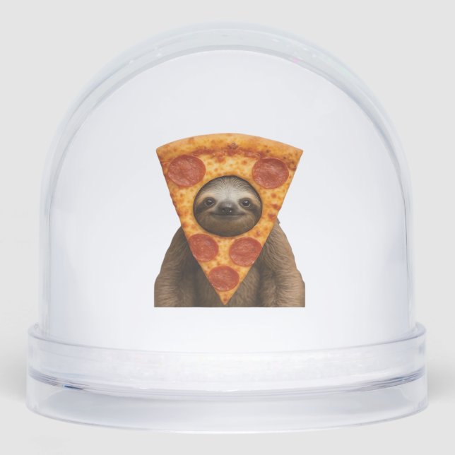 Sloth pizza funny weird prank meme cute happy chri schneekugeln (Vorderseite)