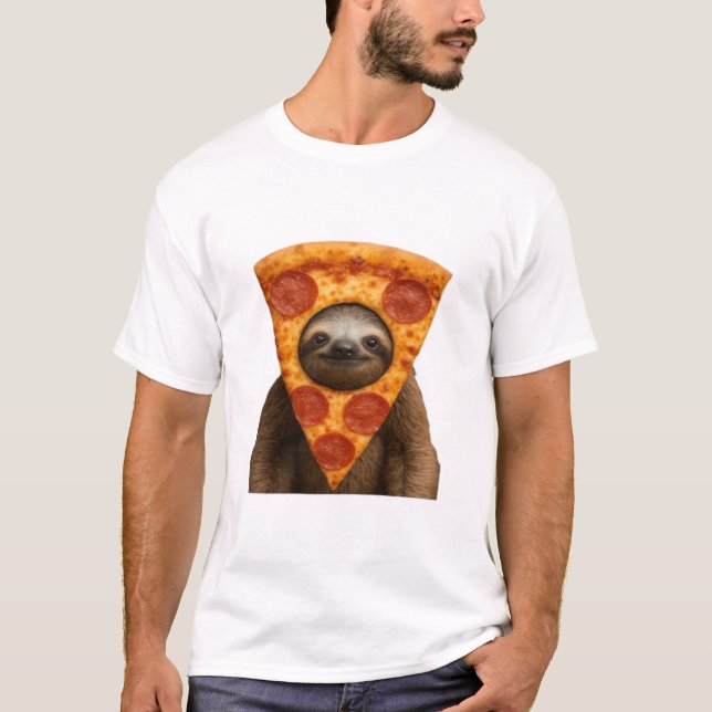 Sloth pizza funny weird prank meme cute happy chri T-Shirt (Vorderseite)