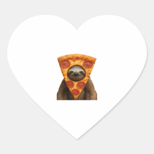 Sloth Pizza lustiges, seltsames Pranger Meme niedl Herz-Aufkleber
