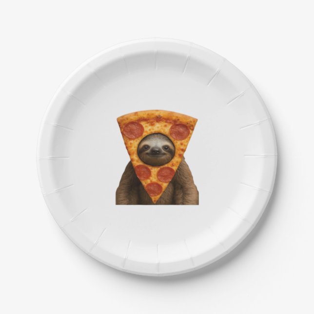 Sloth Pizza lustiges, seltsames Pranger Meme niedl Pappteller (Vorderseite)