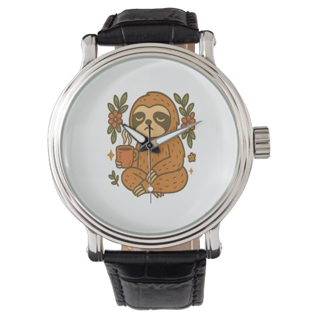 Sloth Playing Guitar Armbanduhr (Vorderseite)