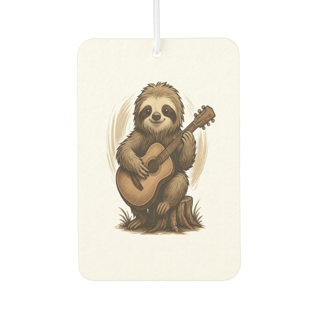Sloth Playing Guitar Autolufterfrischer (Vorderseite)